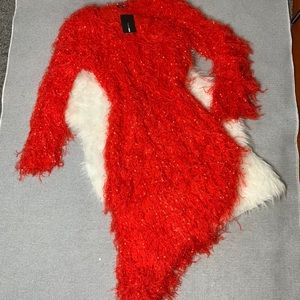 Red Furry Long Sleeve Dress